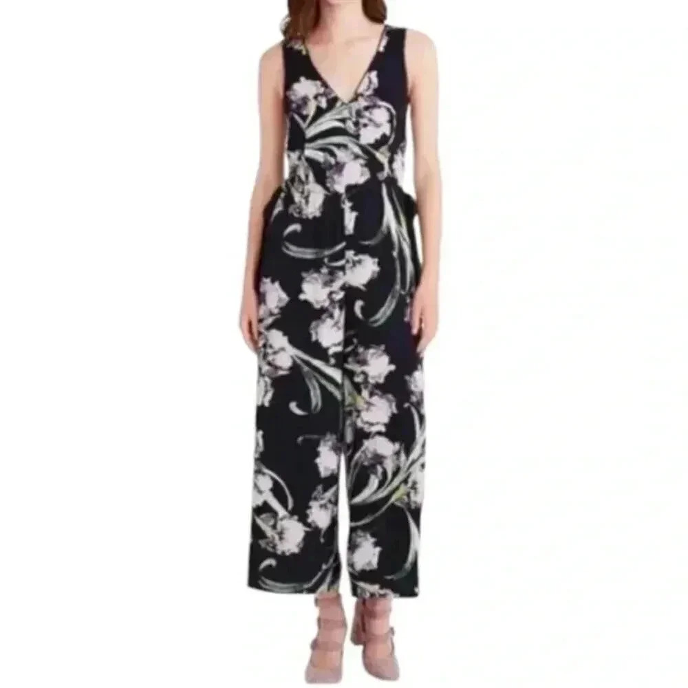 Club Monaco Floral Sohrab Jumpsuit Blue Purple Size 4